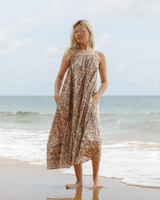 Pleated A-Line Maxi Tank Dress in Paisley - Paz Lifestyle 