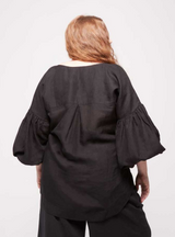 Koh Rong Linen Lounge Top in Black - Paz Lifestyle 