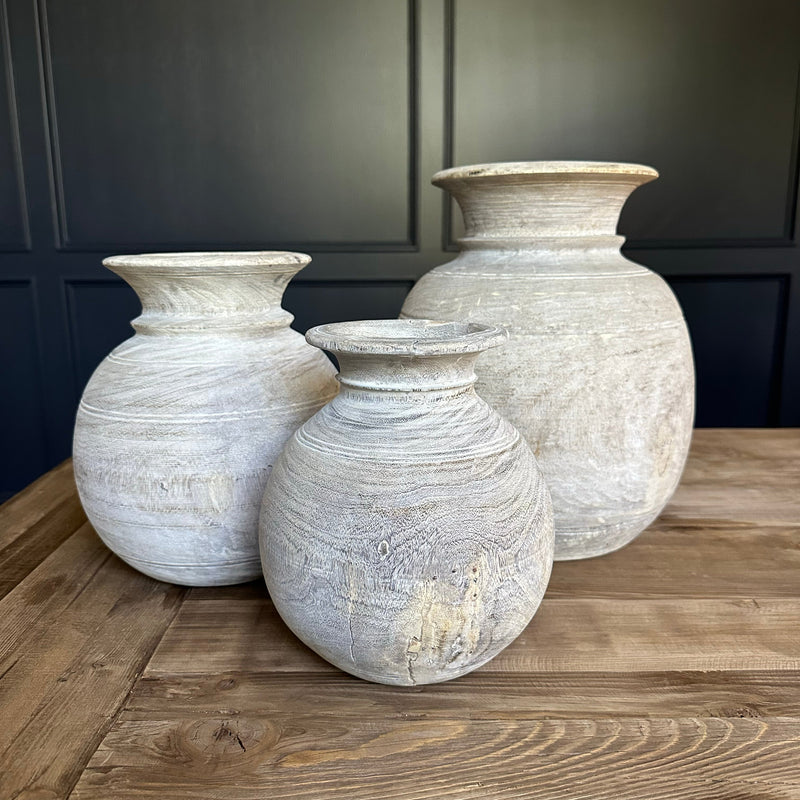 Antique Wooden Vase - Paz Lifestyle 