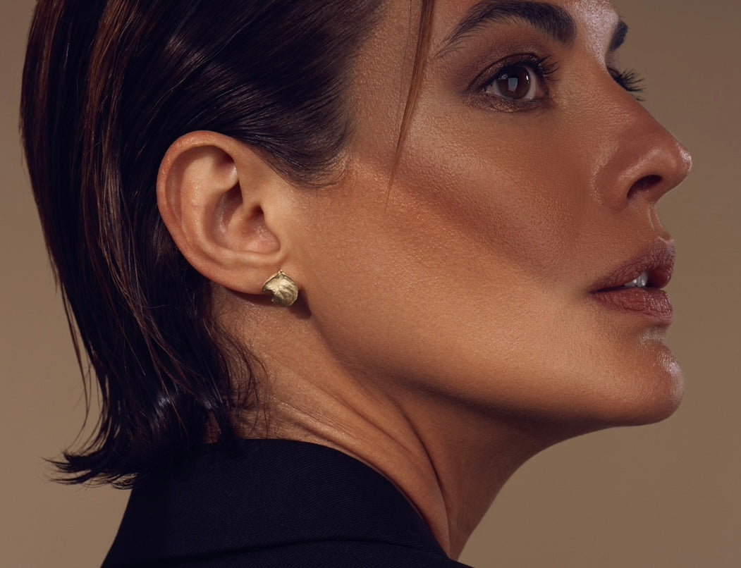 Brooklyn Autumn Leaf Cast Earrings in 10K and 18K Pink Gold - Paz Lifestyle 