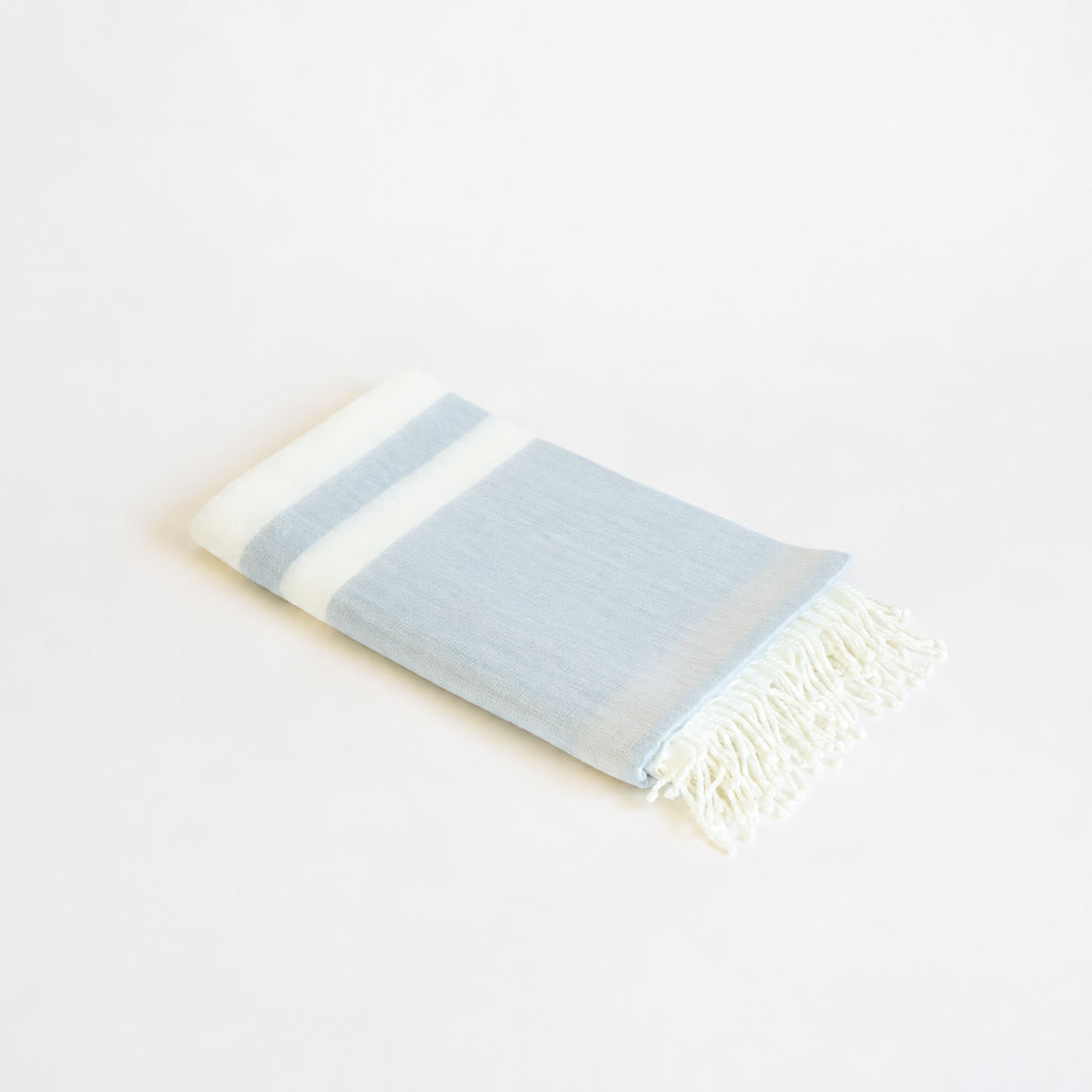Handwoven Alpaca Throw Blanket | Glacier Gray & White | Kallpa Collection