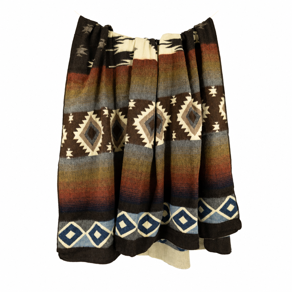 Reversible Handwoven Alpaca Throw Blanket | Sunset Diamond | Yachana Collection