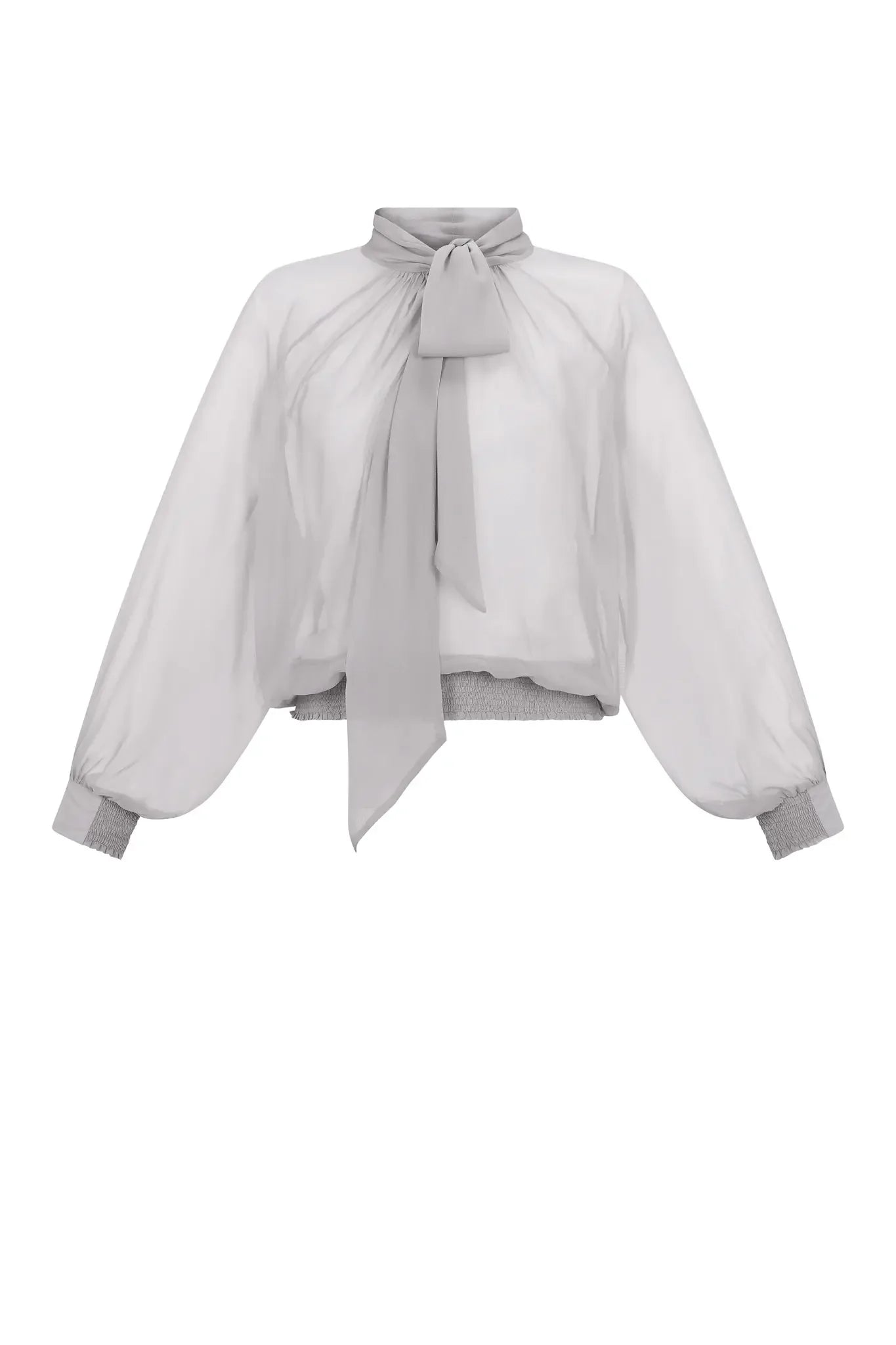 Tiziana Silk Tie-Neck Blouse | Silver