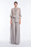 Tiziana Silk Tie-Neck Blouse | Silver