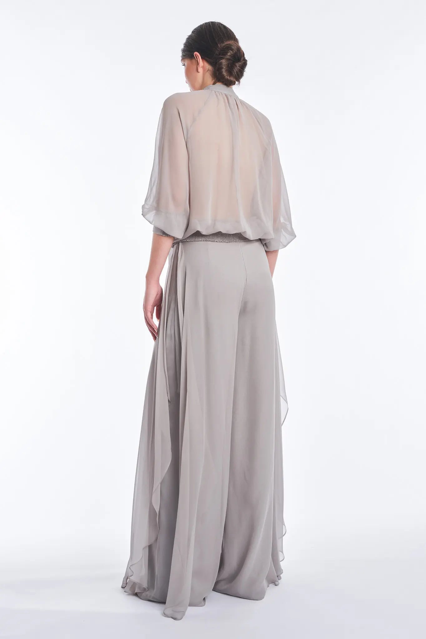 Tiziana Silk Tie-Neck Blouse | Silver