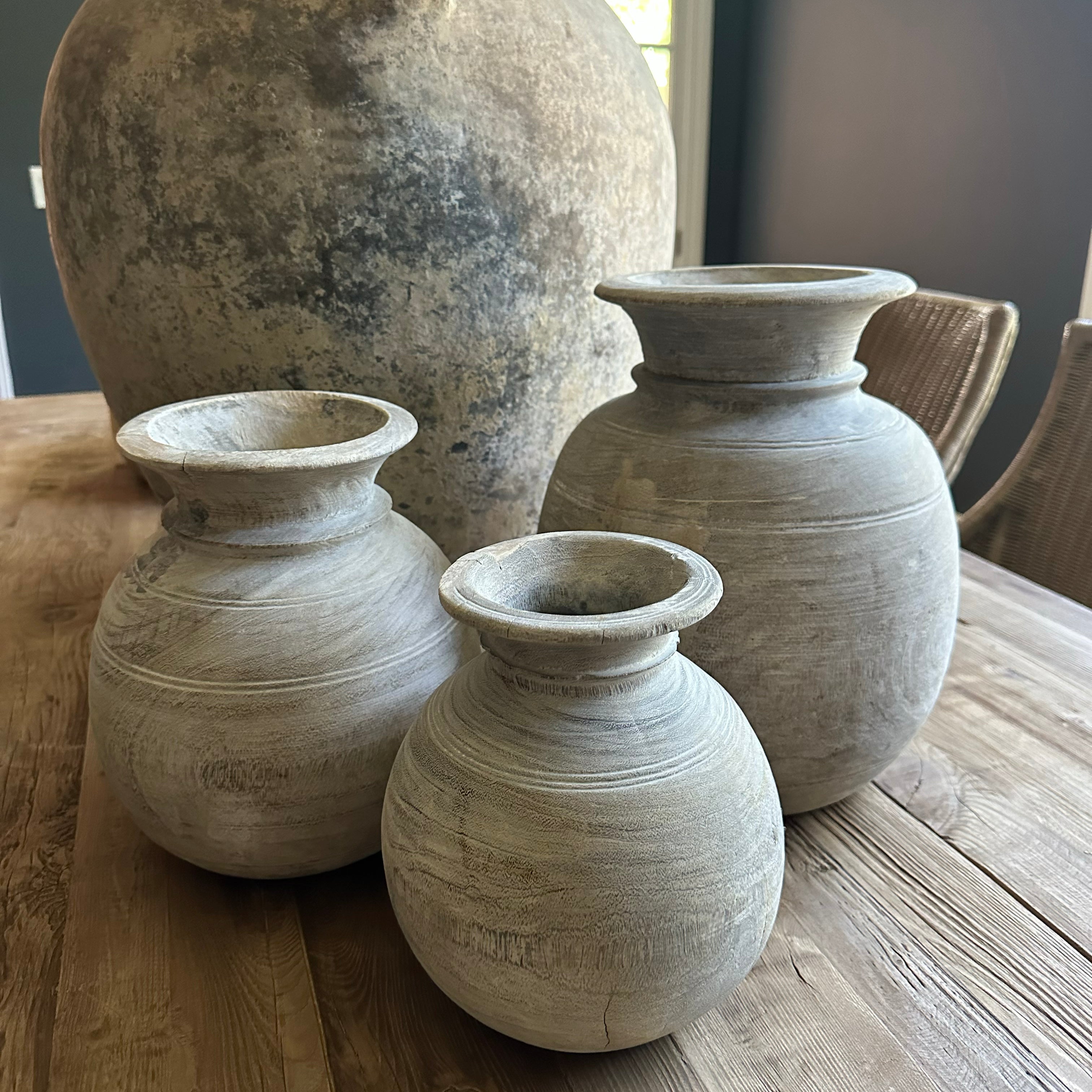 Antique Wooden Vase - Paz Lifestyle 