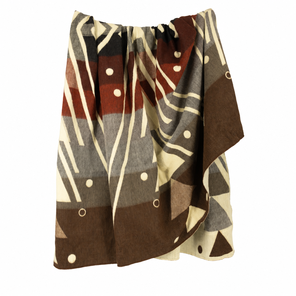 Reversible Handwoven Alpaca Throw Blanket | Chevron Gray, Brown, Red & Cream | Yachana Collection
