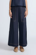 Zoe High-Rise Cotton Pants | Navy - Paz Lifestyle 