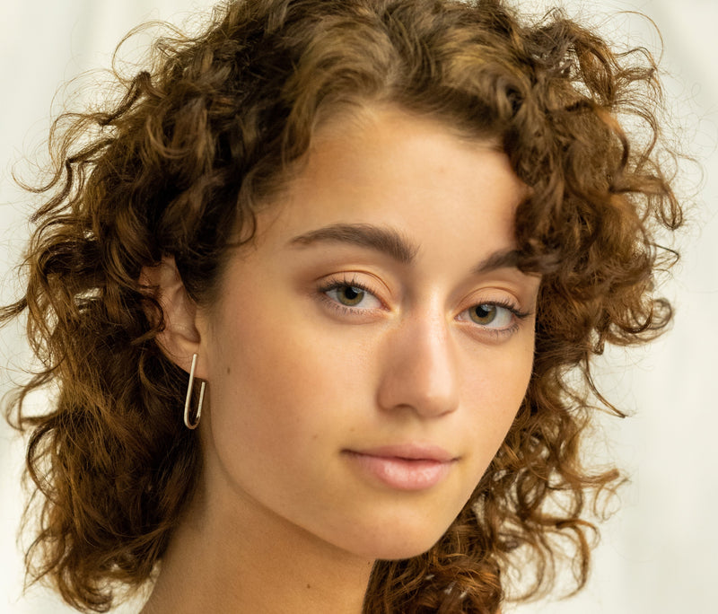 Horseshoe Hoop Earrings in Silver