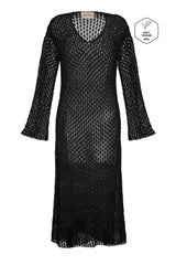 MARIA CROCHET COTTON LONG DRESS - BLACK - PAZLIFESTYLE