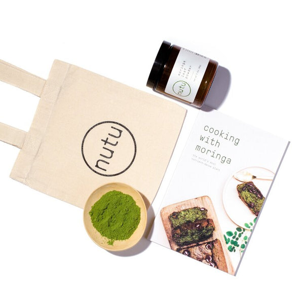 Sustainable lifestyle brand Nutu moringa powder + cookbook at PazLifestyle.com