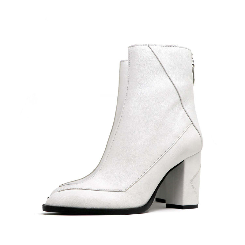 Sylven Almasi white vegan apple leather boots - another side shot