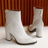 Sylven Almasi white vegan apple leather boots - honeycomb shot