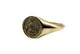 Vintage Brass Astrology Ring. Can be changed to Gold. This golden ring has Zodiac Capricorn. Handmade in a jewelry store in Brooklyn NYC