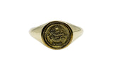 Vintage Brass Astrology Ring. Can be changed to Gold. This golden ring has Zodiac Gemini. Handmade in a jewelry store in Brooklyn NYC