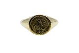 Vintage Brass Astrology Ring. Can be changed to Gold. This golden ring has Zodiac Libra. Handmade in a jewelry store in Brooklyn NYC
