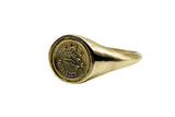 Vintage Brass Astrology Ring. Can be changed to Gold. This golden ring has Zodiac Pisces. Handmade in a jewelry store in Brooklyn NYC