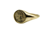 Vintage Brass Astrology Ring. Can be changed to Gold. This golden ring has Zodiac Sagitarius. Handmade in a jewelry store in Brooklyn NYC