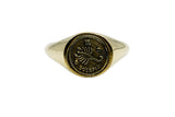 Vintage Brass Astrology Ring. Can be changed to Gold. This golden ring has Zodiac Scorpio. Handmade in a jewelry store in Brooklyn NYC