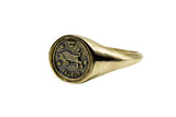 Vintage Brass Astrology Ring. Can be changed to Gold. This golden ring has Zodiac Taurus. Handmade in a jewelry store in Brooklyn NYC