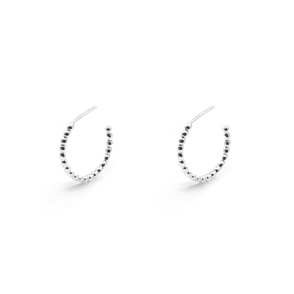 Ball Hoop Earrings in Silver