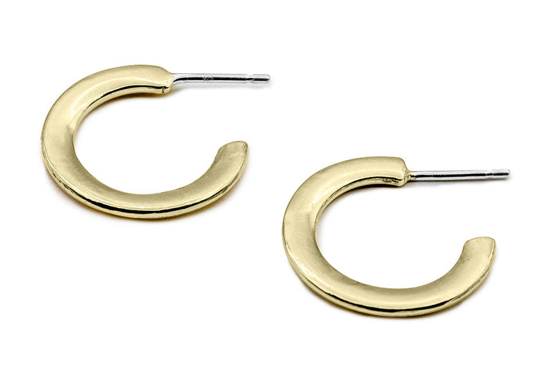 Classic Vintage hoop earrings in solid brass with sterling silver posts. Vintage jewelry made in NYC