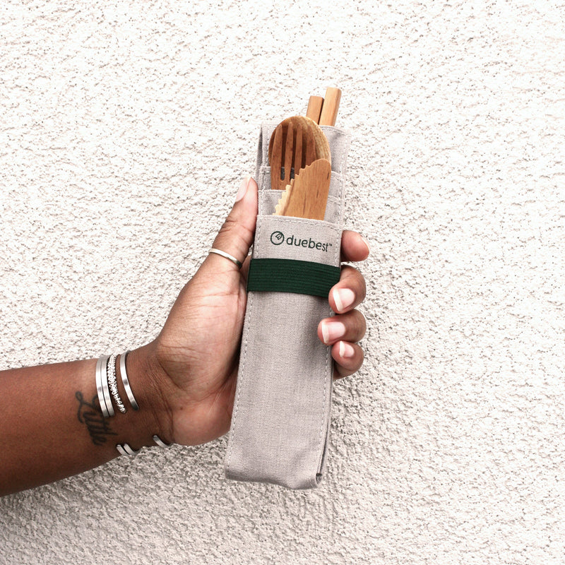 Reusable Wooden Cutlery Set and Straw