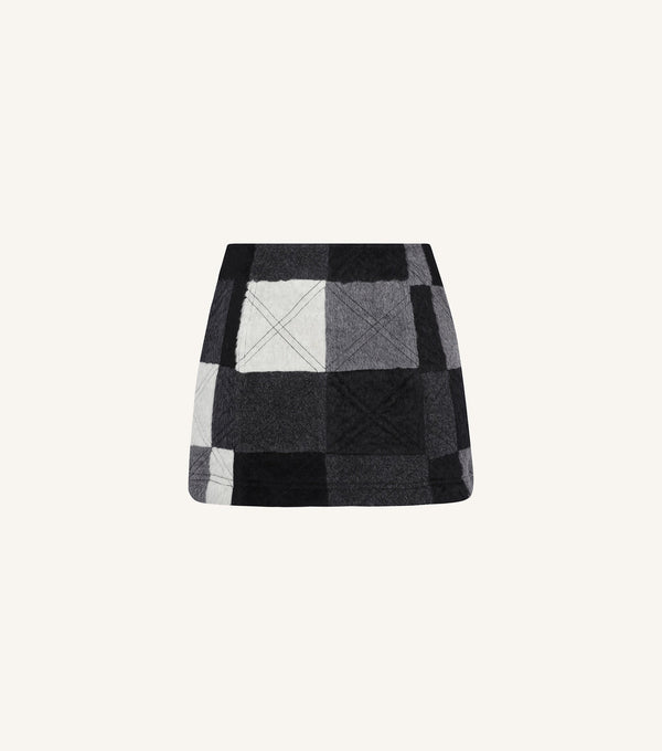 Renata Mini Skirt in Carbón Patchwork Alpaca Wool - Paz Lifestyle 