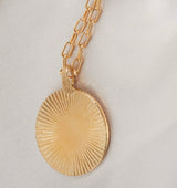 Sunburst Circle Charm Necklace