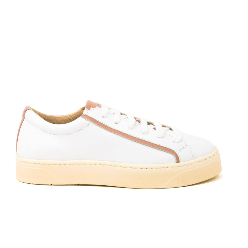 Sylven New York vegan apple leather sneakers in white and rose