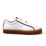 Sylven White/Scarlet vegan apple leather sneakers