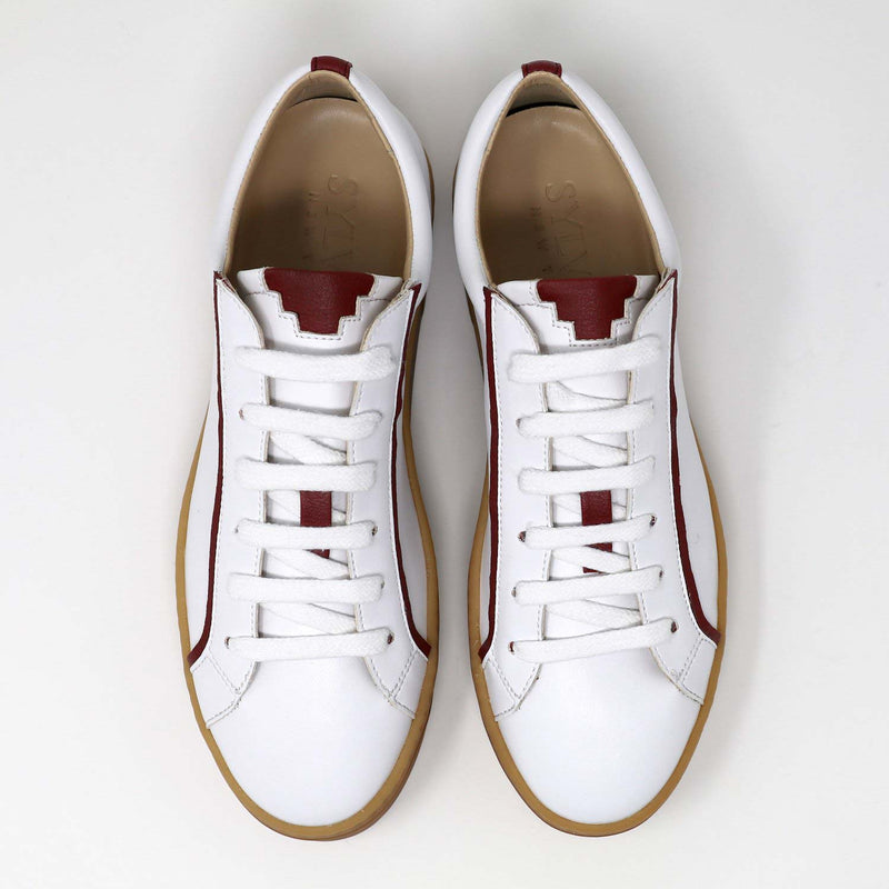 Sylven White/Scarlet vegan apple leather sneakers - top shot