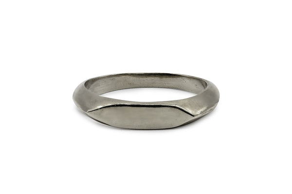 Mini retro vintage diamond shaped signet ring casted in 100% recycled sterling silver. This custom handmade piece was made by a jeweler in Brooklyn NYC.