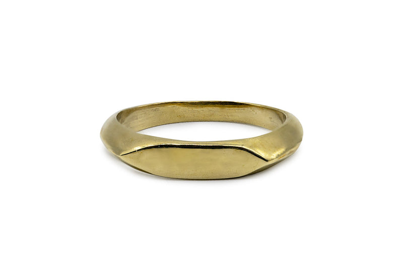 Mini retro vintage diamond shaped signet ring casted in 100% recycled brass with a matte polished finish. This custom handmade piece was made by a jeweler in Brooklyn NYC.