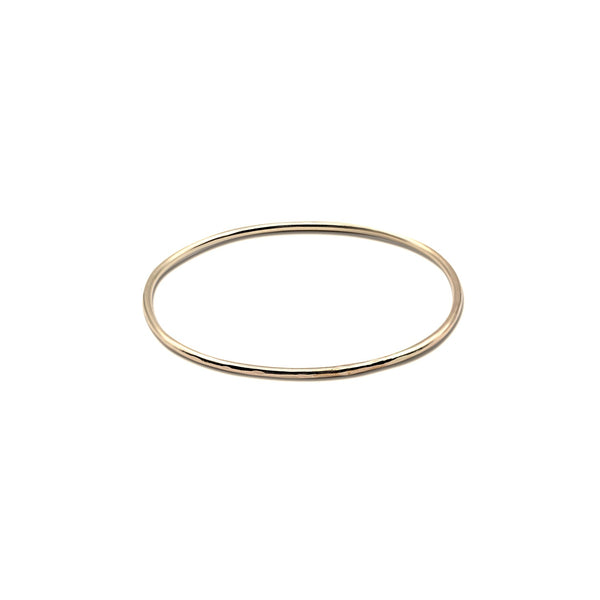 Classic Simple Vintage Thin Hammered Bangle Bracelet made of 14k Gold.  This Golden custom Jewelry is handmade by a jeweler in Brooklyn NYC
